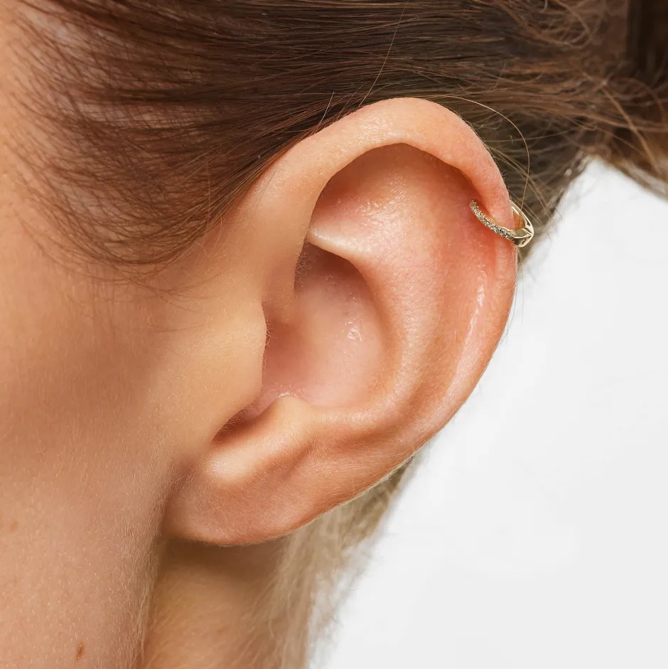 Discount Fine Diamond Helix Huggie Single Earring in 10k Gold Earrings | Diamond Earrings