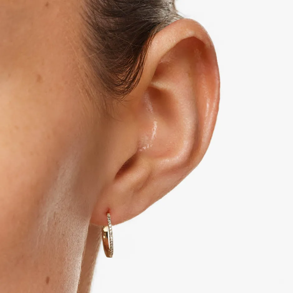 Discount Fine Diamond Helix Huggie Single Earring in 10k Gold Earrings | Diamond Earrings