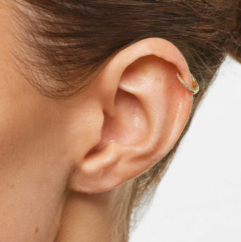 Discount Fine Diamond Helix Huggie Single Earring in 10k Gold Earrings | Diamond Earrings