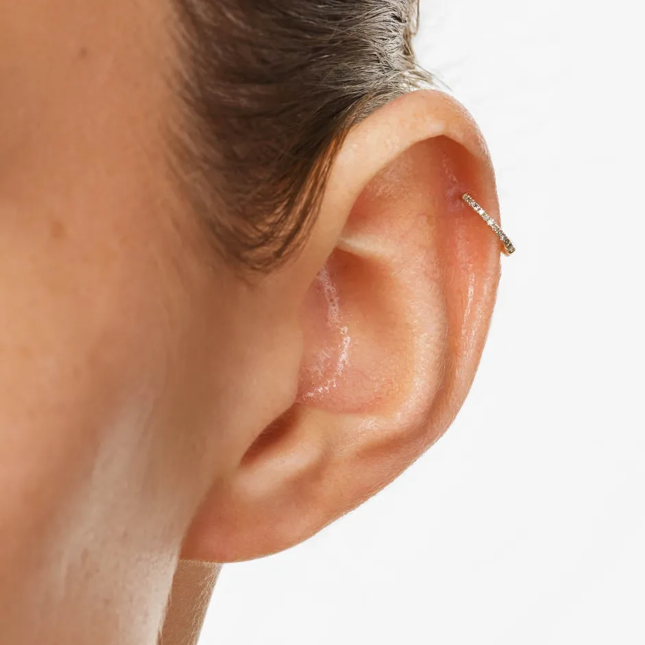 Discount Fine Diamond Helix Huggie Single Earring in 10k Gold Earrings | Diamond Earrings