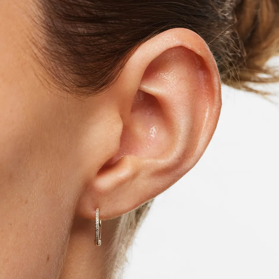 Discount Fine Diamond Helix Huggie Single Earring in 10k Gold Earrings | Diamond Earrings