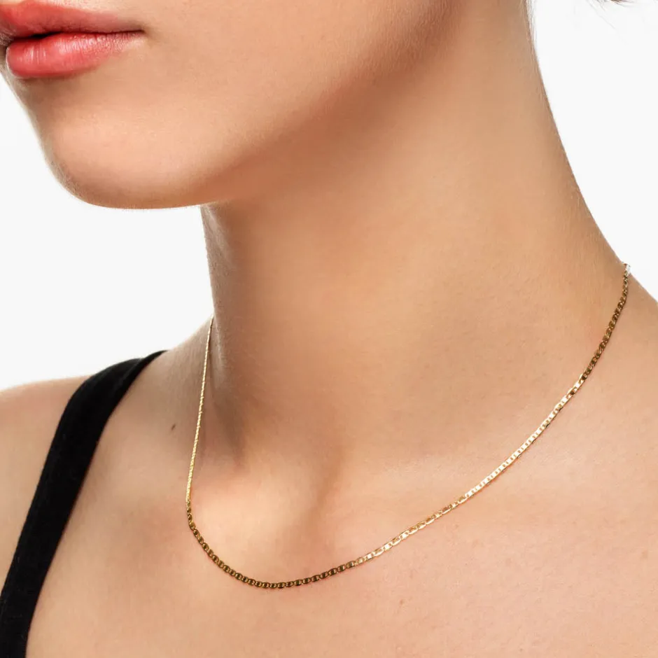 Fashion Fine Flat Anchor Chain Necklace in Gold Gifts For Him | 18k Fine Gold Plated