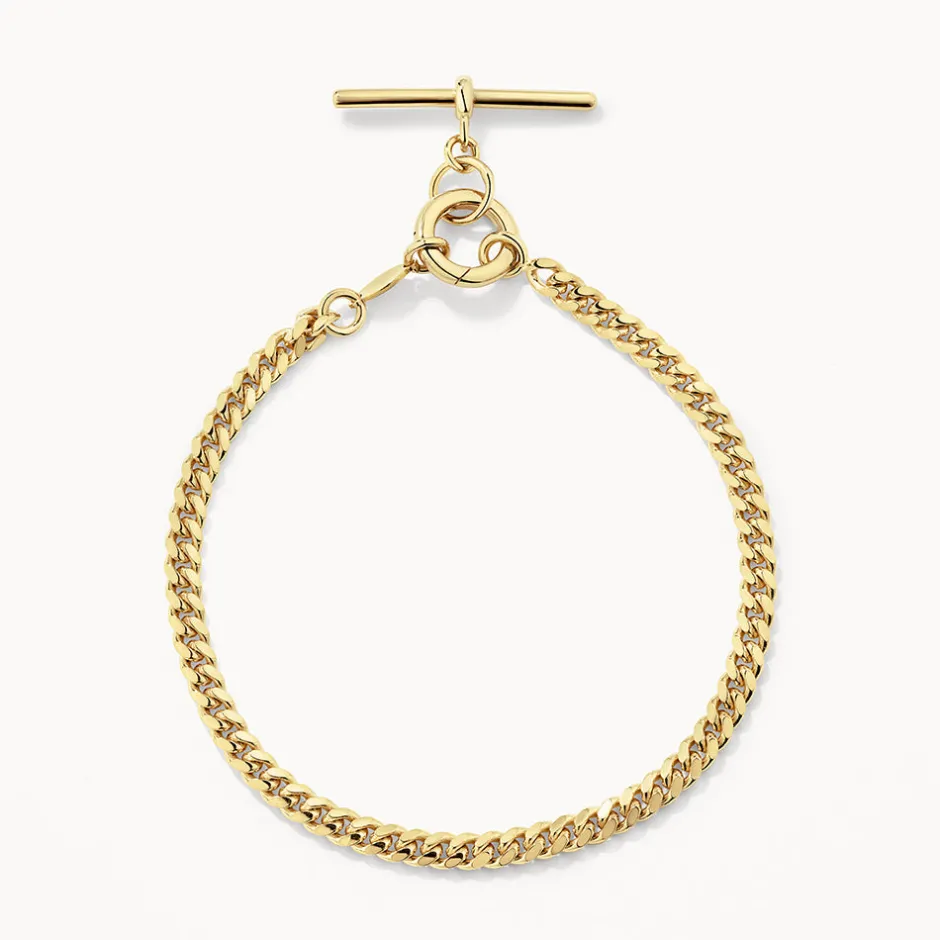 Hot Fob Curb Chain Bracelet in Gold Gifts For Him | 18k Fine Gold Plated