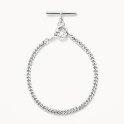 Sale Fob Curb Chain Bracelet in Silver Gifts For Him | 925 Sterling Silver