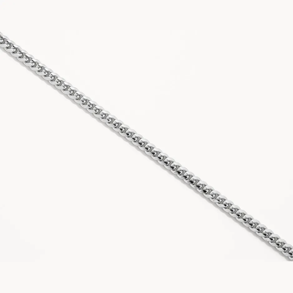 Outlet Fob Curb Chain Necklace in Silver Gifts For Him | 925 Sterling Silver