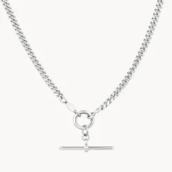 Outlet Fob Curb Chain Necklace in Silver Gifts For Him | 925 Sterling Silver