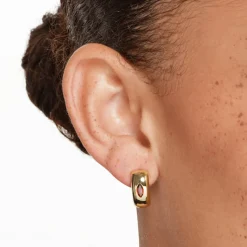 Fashion Garnet Marquise Curve Hoops in Gold Birthstone Jewellery | Natural Gemstones