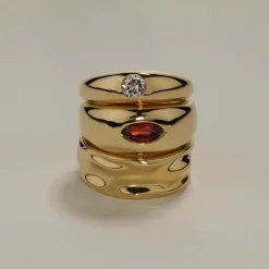 Fashion Garnet Marquise Curve Pinky Ring in Gold Birthstone Jewellery | Under $150