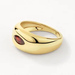 Fashion Garnet Marquise Curve Pinky Ring in Gold Birthstone Jewellery | Under $150
