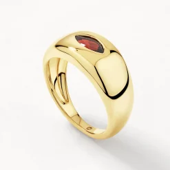 Fashion Garnet Marquise Curve Pinky Ring in Gold Birthstone Jewellery | Under $150