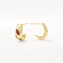 Outlet Garnet Multi Gemstone Curve Huggies in Gold Gifts For Her | Birthstone Jewellery
