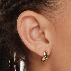 Outlet Garnet Multi Gemstone Curve Huggies in Gold Gifts For Her | Birthstone Jewellery