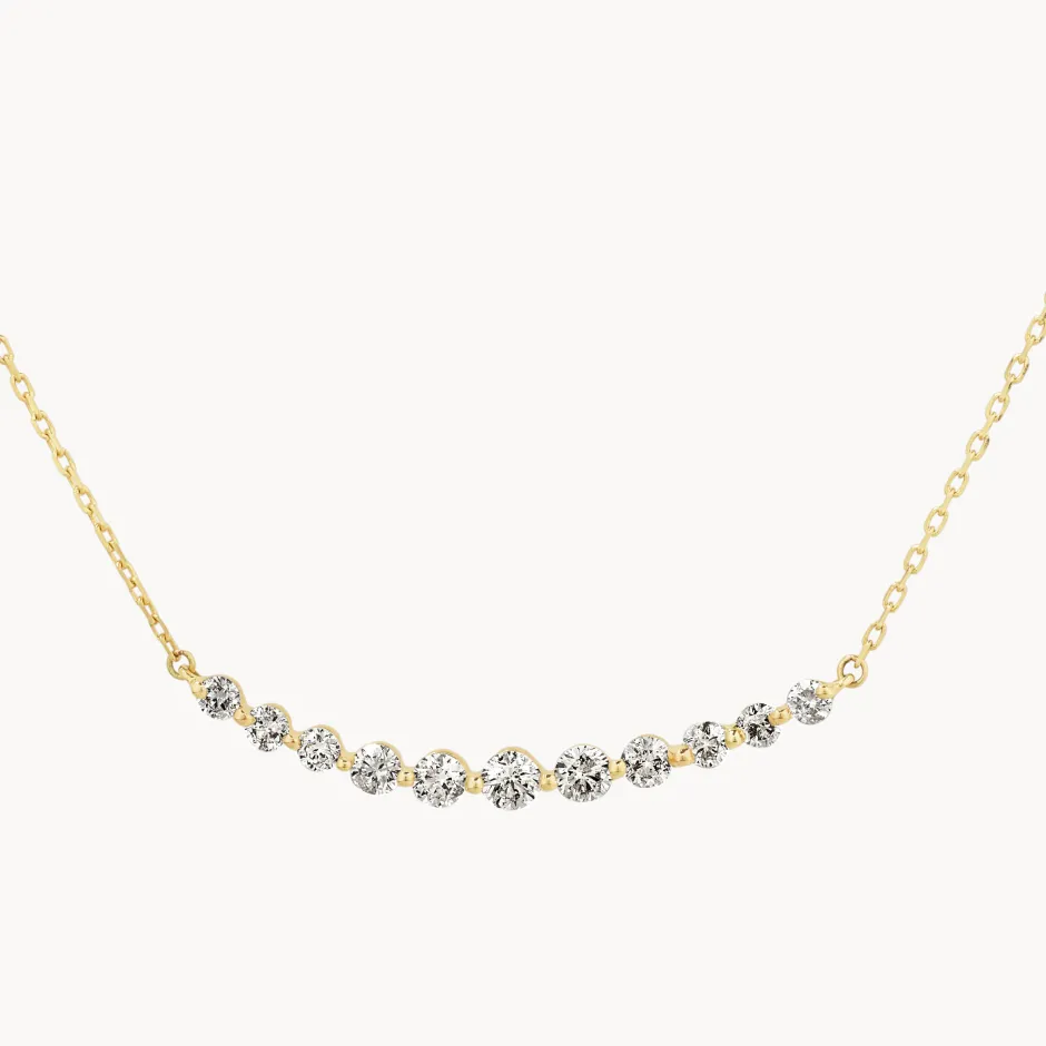 Fashion Graduated Diamond Bar Necklace in 10k Gold Gifts For Her | Natural Diamonds