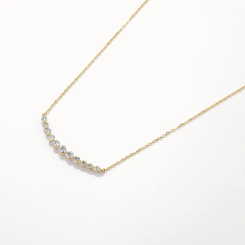 Fashion Graduated Diamond Bar Necklace in 10k Gold Gifts For Her | Natural Diamonds