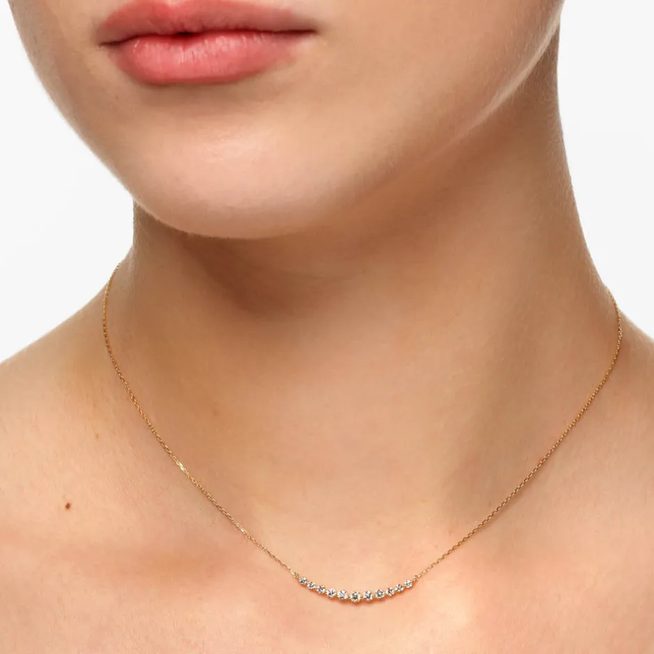 Fashion Graduated Diamond Bar Necklace in 10k Gold Gifts For Her | Natural Diamonds