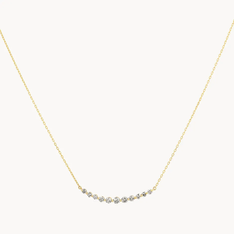 Fashion Graduated Diamond Bar Necklace in 10k Gold Gifts For Her | Natural Diamonds