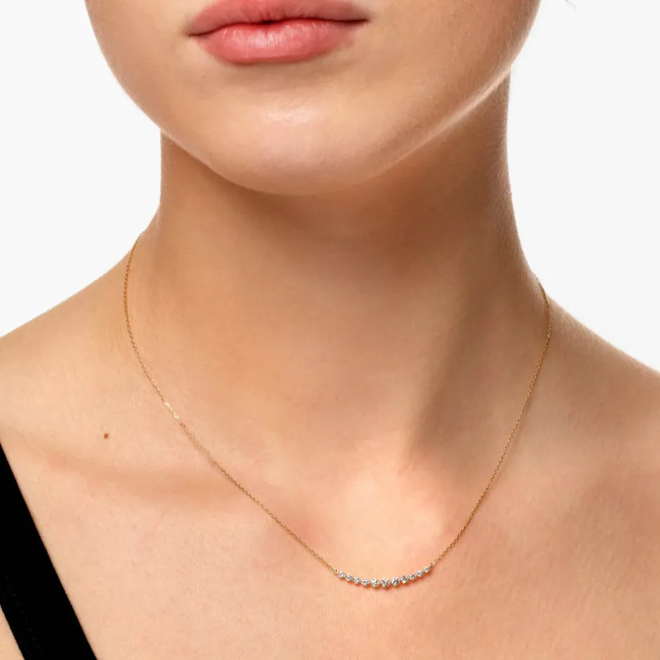 Fashion Graduated Diamond Bar Necklace in 10k Gold Gifts For Her | Natural Diamonds