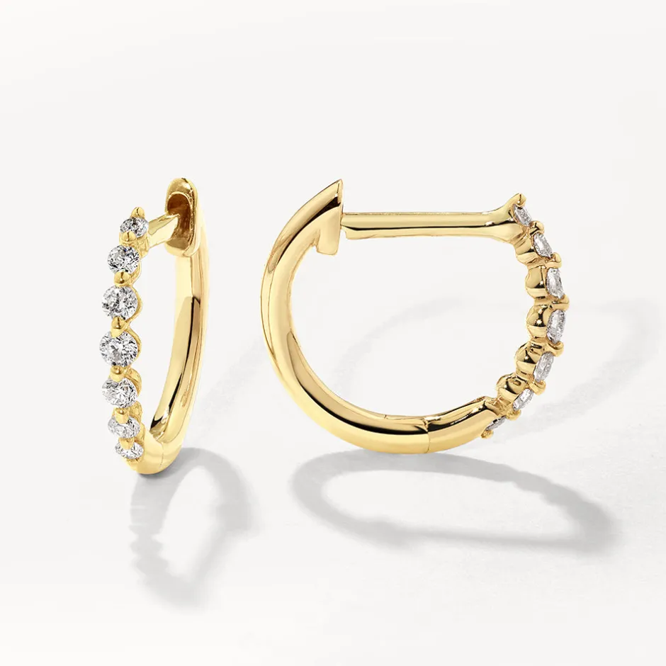 Online Graduated Diamond Huggies in 10k Gold Gifts For Her | Birthstone Jewellery