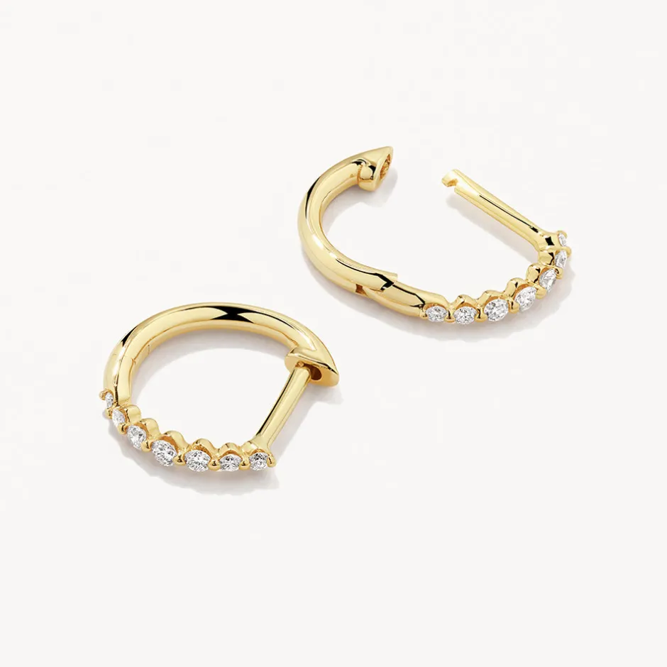 Online Graduated Diamond Huggies in 10k Gold Gifts For Her | Birthstone Jewellery