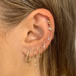 Online Graduated Diamond Huggies in 10k Gold Gifts For Her | Birthstone Jewellery
