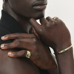 New Green Agate Bangle in Gold Natural Gemstones | 18k Fine Gold Plated