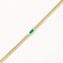 Online Green Agate Curb Chain Bracelet in Gold Gifts For Him | Natural Gemstones