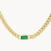 Outlet Green Agate Curb Chain Necklace in Gold Gifts For Him | Natural Gemstones