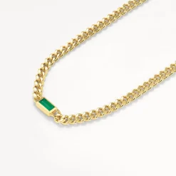 Outlet Green Agate Curb Chain Necklace in Gold Gifts For Him | Natural Gemstones
