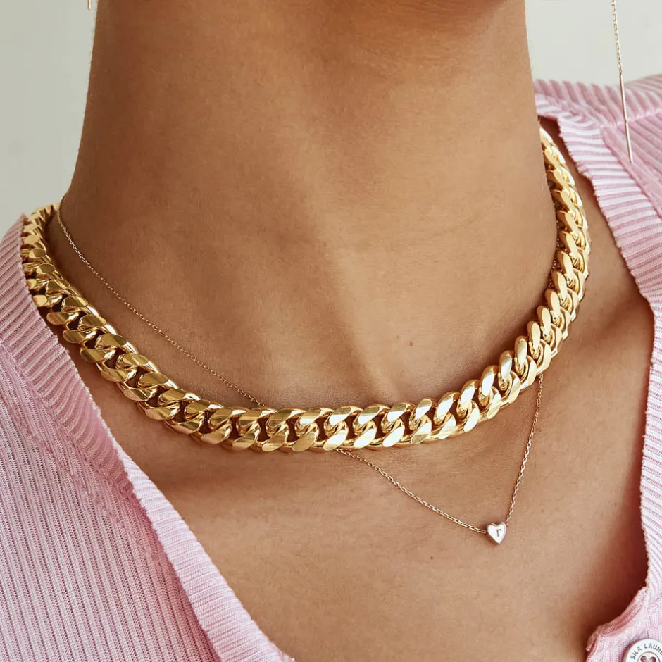 Outlet Heavy Flat Curb Chain in Gold 18k Fine Gold Plated | Necklaces & Pendants