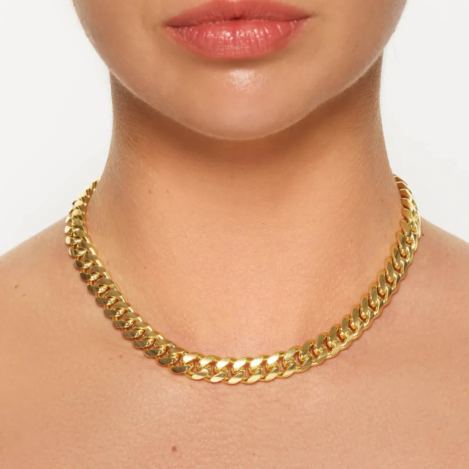 Outlet Heavy Flat Curb Chain in Gold 18k Fine Gold Plated | Necklaces & Pendants