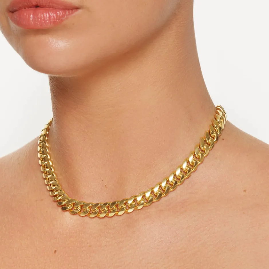 Outlet Heavy Flat Curb Chain in Gold 18k Fine Gold Plated | Necklaces & Pendants