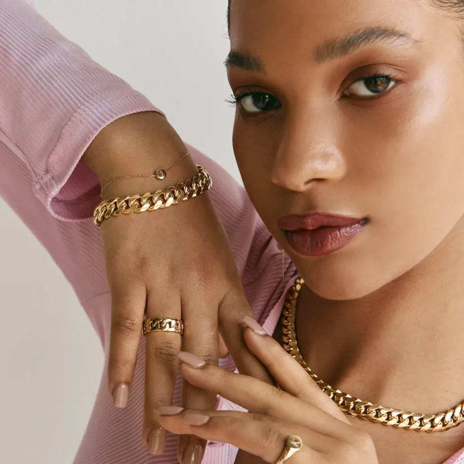 Outlet Heavy Flat Curb Chain in Gold 18k Fine Gold Plated | Necklaces & Pendants