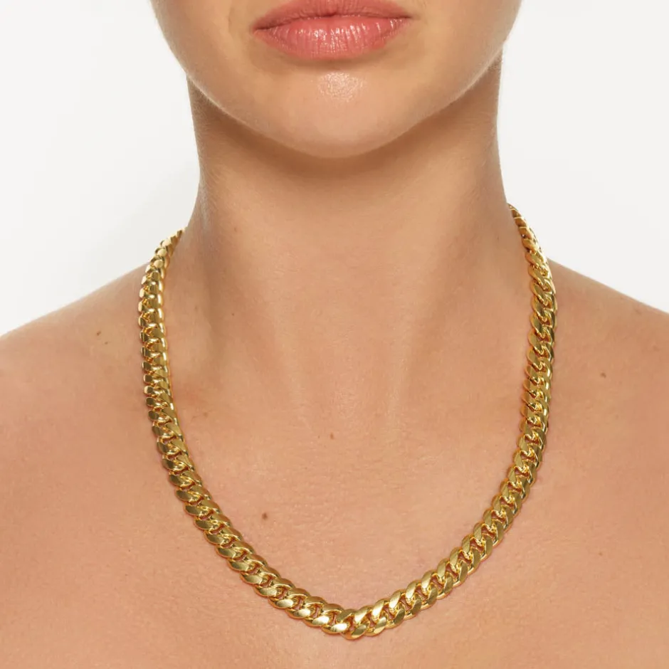 Outlet Heavy Flat Curb Chain in Gold 18k Fine Gold Plated | Necklaces & Pendants