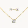 Outlet Lab-Grown Diamond 0.45ct Set With Necklace and Earrings in 10k Gold Gifts For Her | Luxe Gifting