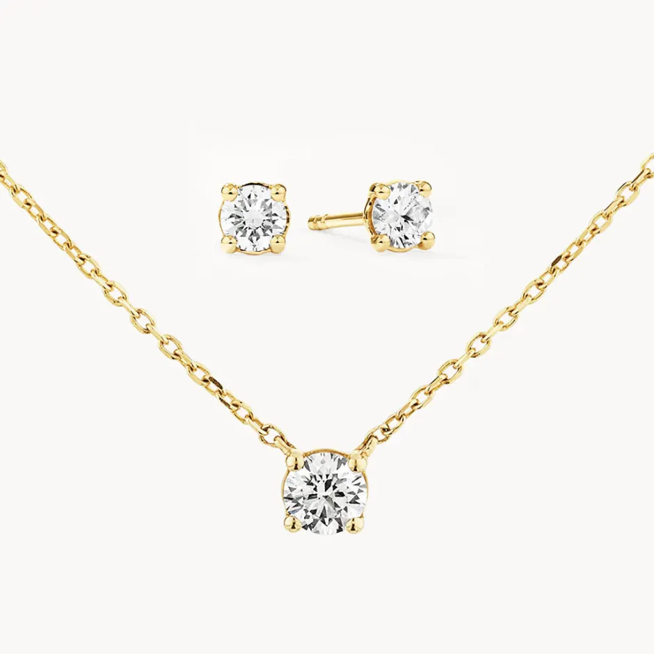 Outlet Lab-Grown Diamond 0.45ct Set With Necklace and Earrings in 10k Gold Gifts For Her | Luxe Gifting