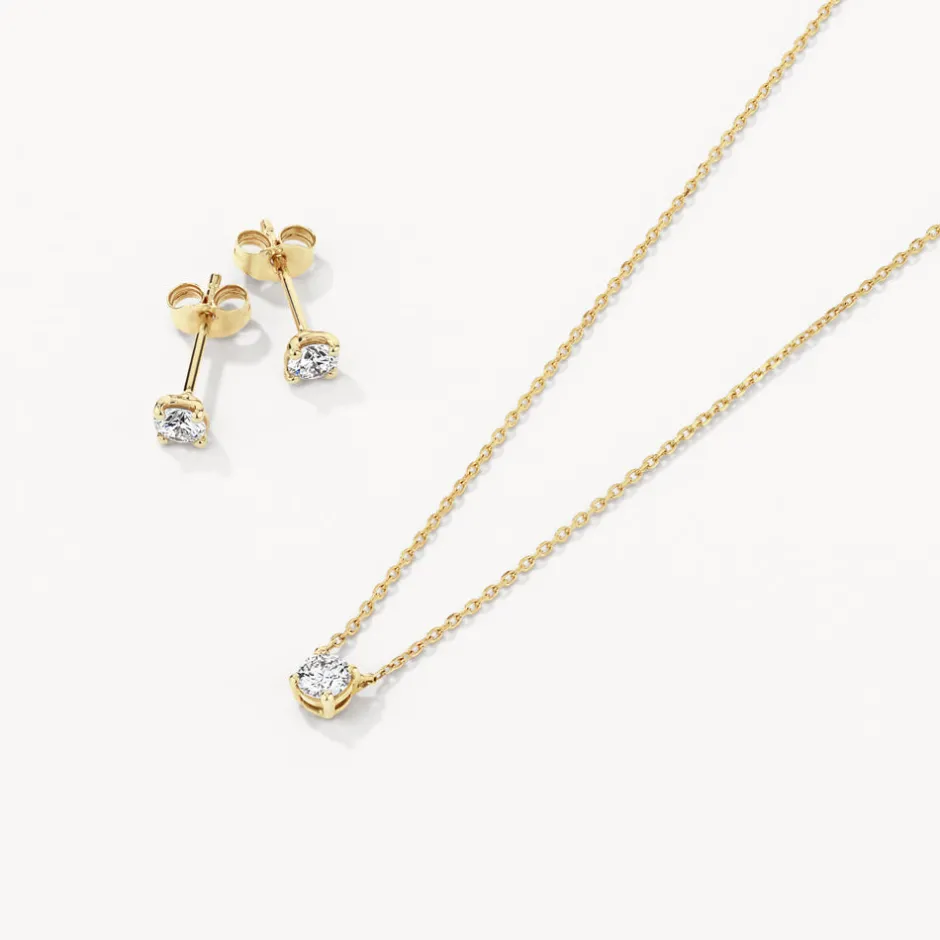 Outlet Lab-Grown Diamond 0.45ct Set With Necklace and Earrings in 10k Gold Gifts For Her | Luxe Gifting