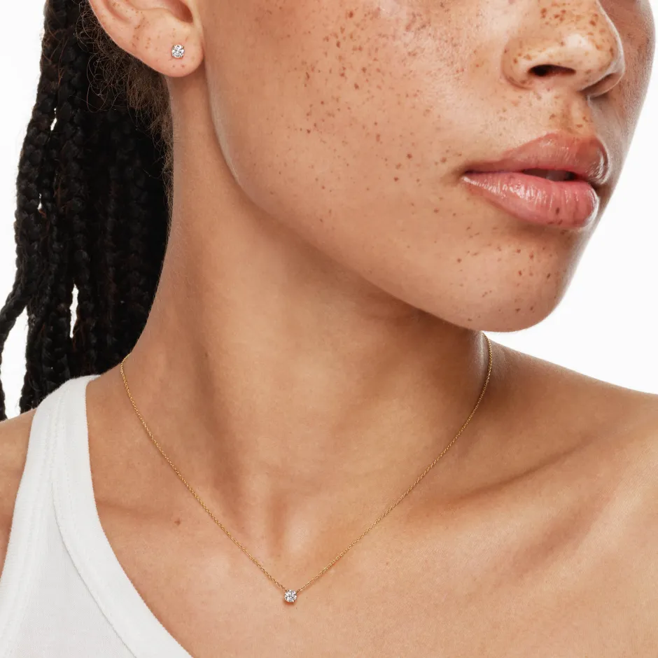 Outlet Lab-Grown Diamond 0.45ct Set With Necklace and Earrings in 10k Gold Gifts For Her | Luxe Gifting
