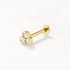 Fashion Laboratory-Grown Diamond Bezel Trio Helix Single Stud Earring in 10k Gold Laboratory-grown Diamonds | Earrings