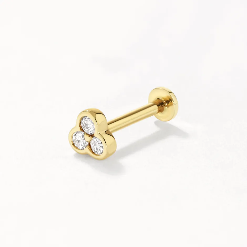 Fashion Laboratory-Grown Diamond Bezel Trio Helix Single Stud Earring in 10k Gold Laboratory-grown Diamonds | Earrings