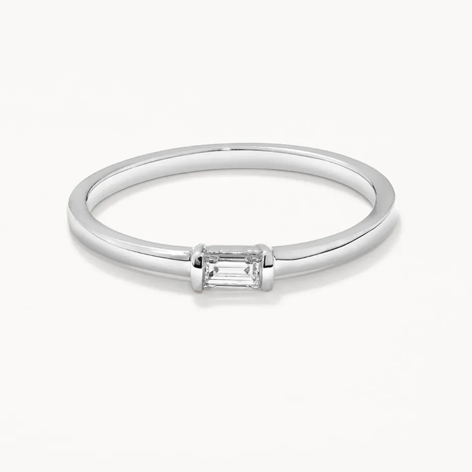 Outlet Laboratory-Grown Diamond Baguette Solitaire Ring in Silver Gifts For Her | Under $500