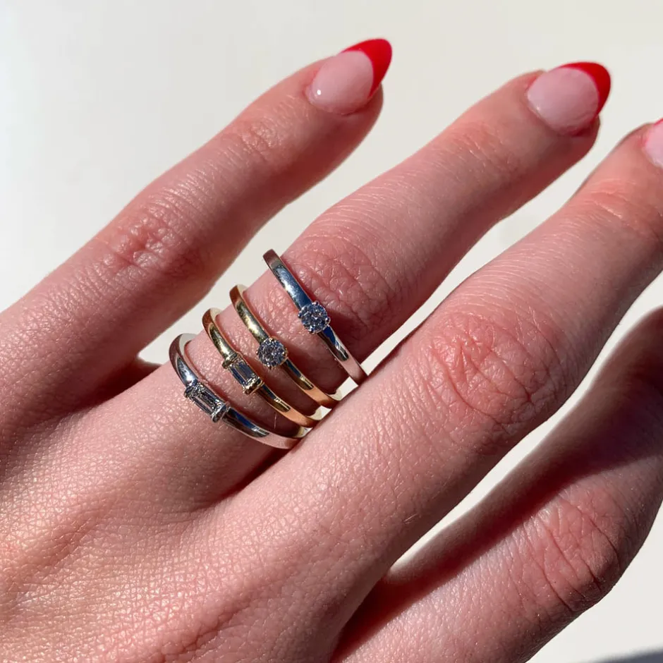 Outlet Laboratory-Grown Diamond Baguette Solitaire Ring in Silver Gifts For Her | Under $500