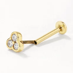 Fashion Laboratory-Grown Diamond Bezel Trio Helix Single Stud Earring in 10k Gold Laboratory-grown Diamonds | Earrings