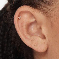Fashion Laboratory-Grown Diamond Bezel Trio Helix Single Stud Earring in 10k Gold Laboratory-grown Diamonds | Earrings