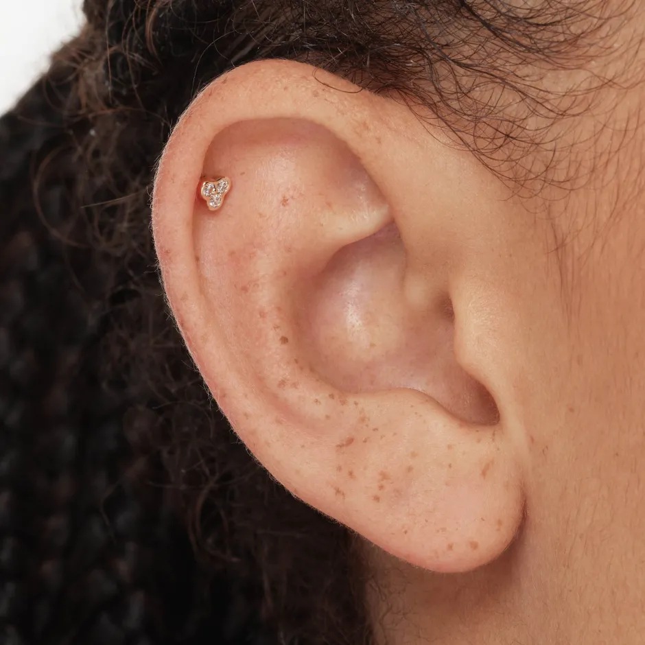 Fashion Laboratory-Grown Diamond Bezel Trio Helix Single Stud Earring in 10k Gold Laboratory-grown Diamonds | Earrings