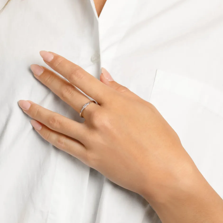 Outlet Laboratory-Grown Diamond Baguette Solitaire Ring in Silver Gifts For Her | Under $500