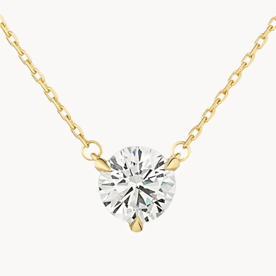 Best Laboratory-Grown Diamond 0.75ct Round Necklace in 10k Gold Gifts For Her | Luxe Gifting