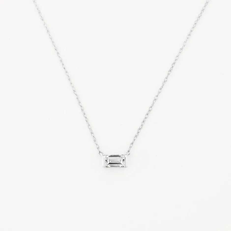 Fashion Laboratory-Grown Diamond 0.20ct Baguette Necklace in Silver Best Selling Gifts | Gifts For Her