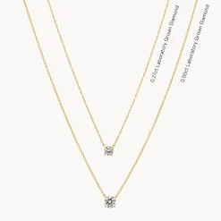 Outlet Laboratory-Grown Diamond 0.20ct Round Necklace in 10k Gold Best Selling Gifts | Gifts For Her
