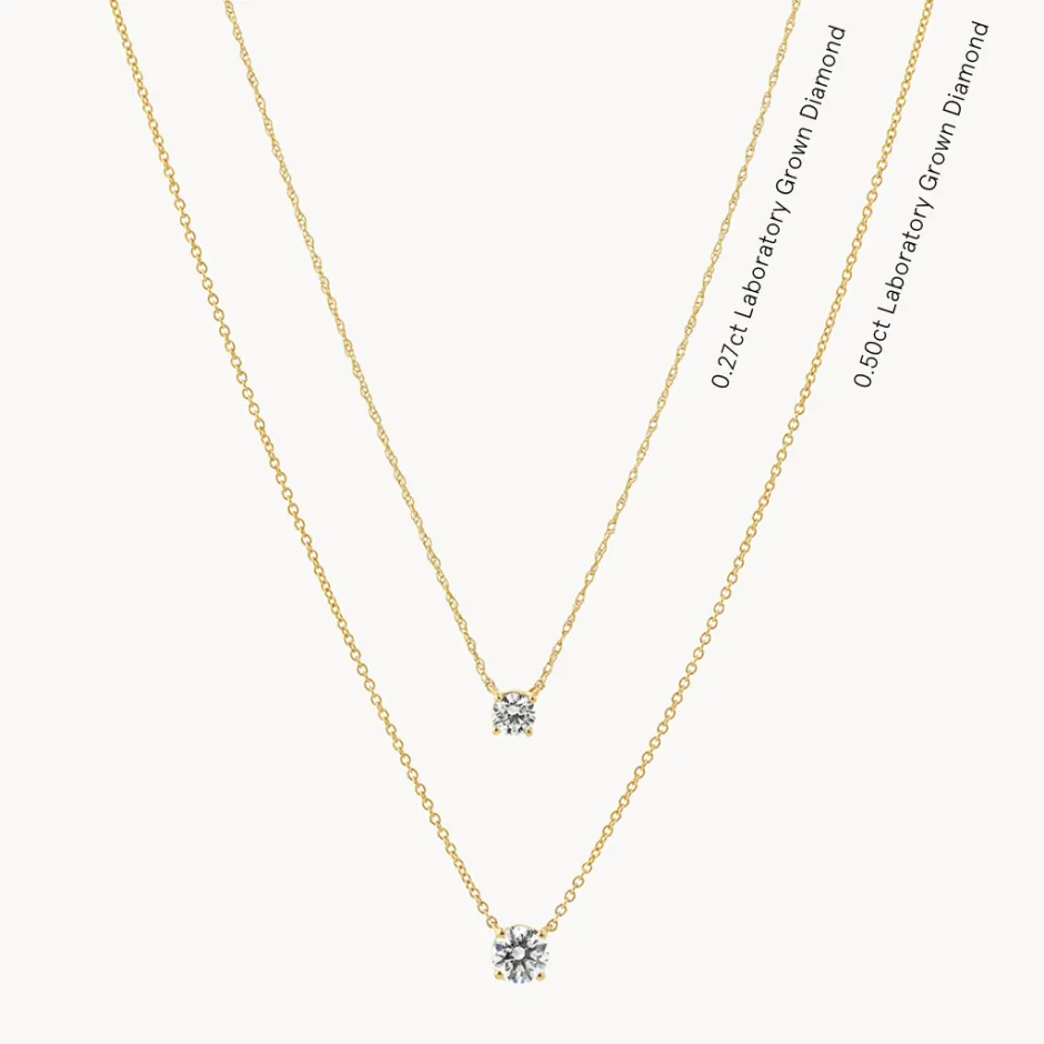 Outlet Laboratory-Grown Diamond 0.20ct Round Necklace in 10k Gold Best Selling Gifts | Gifts For Her