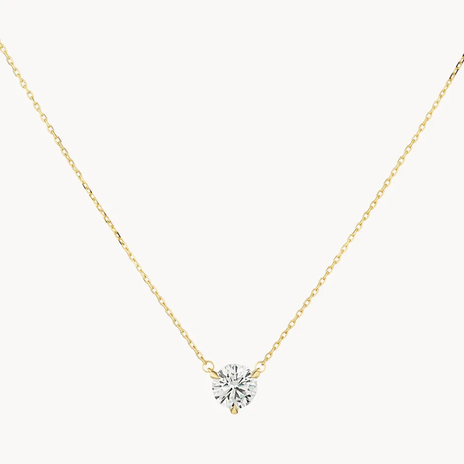 Best Laboratory-Grown Diamond 0.75ct Round Necklace in 10k Gold Gifts For Her | Luxe Gifting